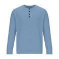 thumbnail image 4 of Yuyuzo Sweatshirts for Men Long Sleeve Round Neck Buttons Pullover Knitted Textured Solid Color Tops, 4 of 6