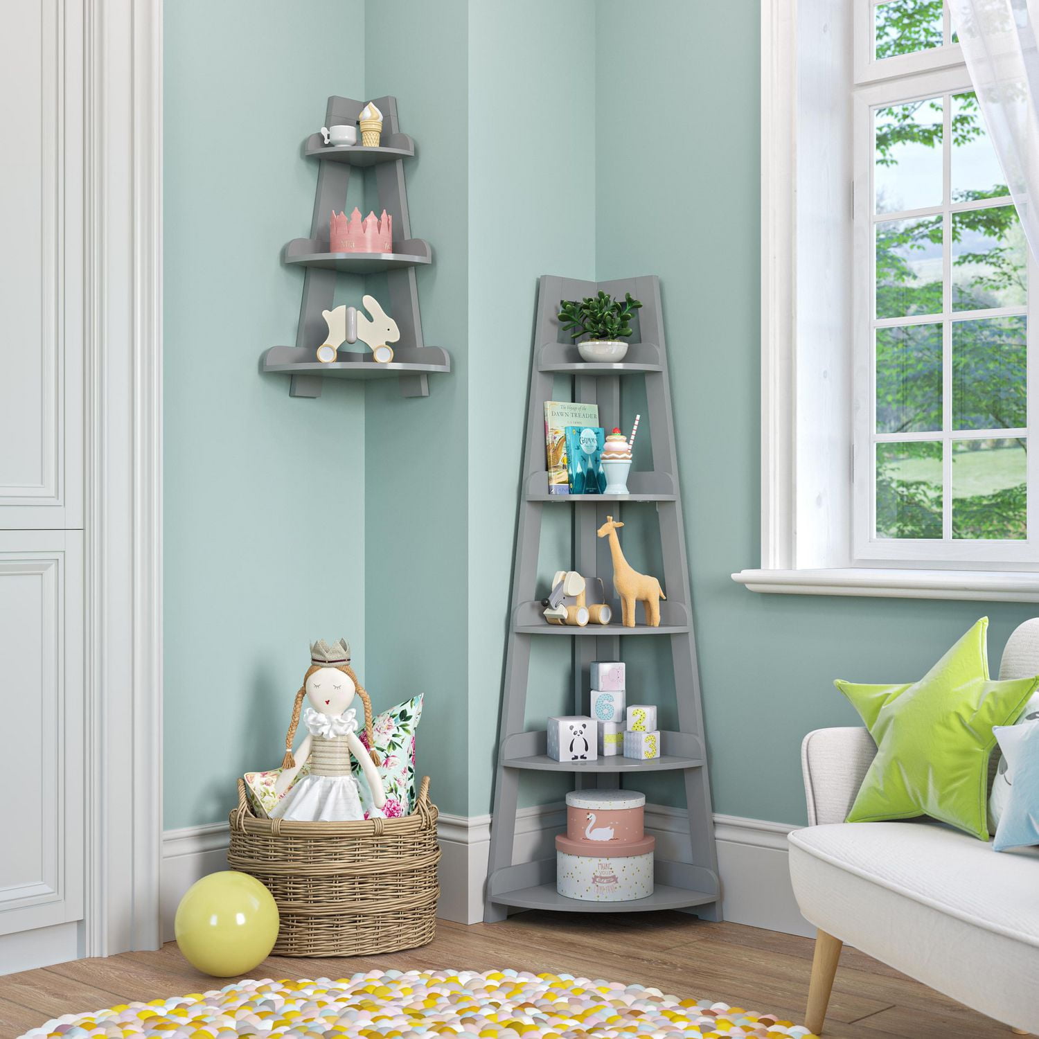 RiverRidge® Home 54-inch H x 20-inch W x 14.5-inch D Kids Ladder Corner Shelf