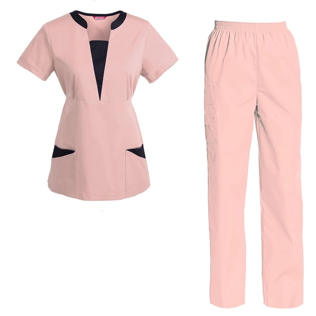 Women's Scrubs Set Scrub Top and Pants Scrubs Set