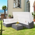 thumbnail image 3 of Gymax Ensemble de Mobilier de Patio en Rotin PE 6 Pcs avec Table en Verre Trempé et Auvent Rétractable, 3 of 10