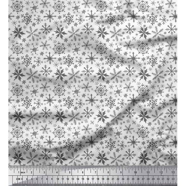 Soimoi Rayon Fabric Snowflake Artistic Decor Fabric Printed Yard 42 Inch Wide