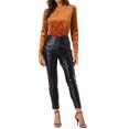 thumbnail image 2 of INSPIRE CHIC T-Shirts en Velours pour Femmes Col Rond Manches Longues Décontracté S Brun Néon, 2 of 6