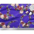 thumbnail image 2 of Soimoi Blue polyester Crepe Fabric Ranunculus & Penoy Floral Print Printed Craft Fabric By the Yard 52 Inch Wide, 2 of 3