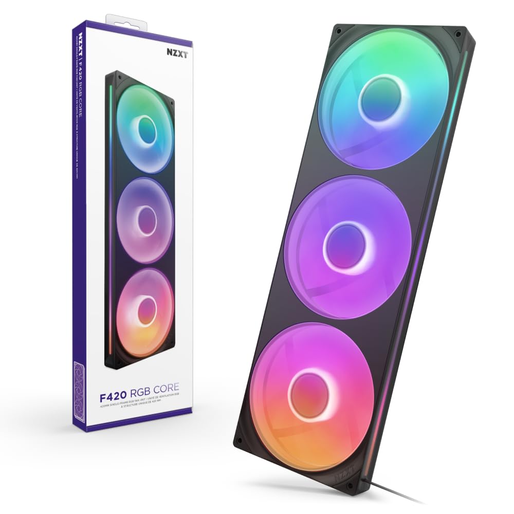 NZXT F420 RGB Core - 420mm Single-Frame Fan Unit with 3 x 140mm