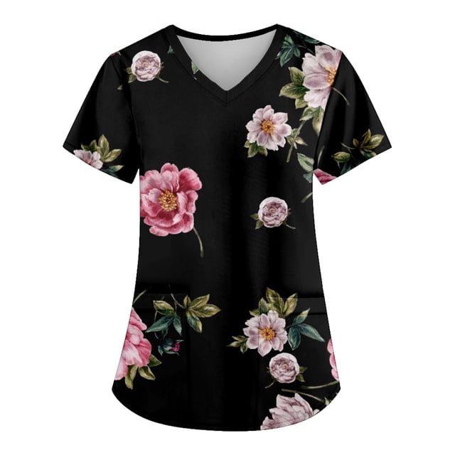 Birdeem Mode de la Saint-Patrick pour Femmes, Col en V, Décontracté, Manches Courtes, Imprimé, Poches, Hauts Blouse pour Dames