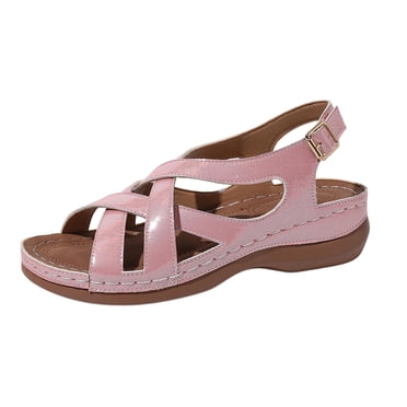 Roman Sandals for Women with Wedge Heel and Adjustable Strap, Open-Toe Breathable Casual Shoes for Spring and Summer, Thick-Soled Comfort Footwear in Versatile Colors