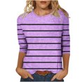 thumbnail image 1 of Blouses pour Femmes T-shirt Imprimé Mi-Long Manches 3/4 Blouse Col Rond Hauts Décontractés, 1 of 1