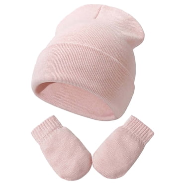 Zanarzt Thermal Fleece Kids Toddler Winter Beanie Hat Toddler Girls Boys Winter Hats Boys Soft Baby Caps Kids Knit Winter Hats with Glvoes Pink,2-5 Years
