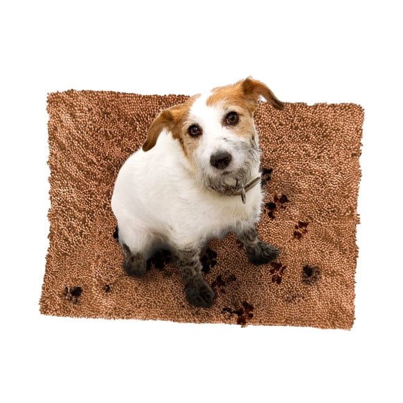 Soggy Doggy Doormat with Plain Design Microfiber Chenille Indoor Wet Dog Mat for Muddy Paws and Drying Ultra-Absorbent Dog Mats for Sleeping and Lounging Caramel Brown