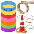 thumbnail image 1 of 60 PCS Large Plastic Rings, 7 Inches Assorted Color Toss Rings, Multicolored Plastic Carnival Ring, Outdoor Throwing Ring Toy, Speed and Agility Practice Game, Garden Backyard Lawn Party Games, 1 of 6