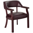 thumbnail image 1 of Fauteuil d'Appoint Traditionnel en Vinyle Rouge Sang de Bœuf et Bois d'Acajou, 1 of 3