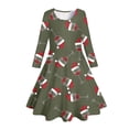 thumbnail image 4 of MIASHUI Robe de Fête Festive pour Filles avec Motif Enchanteur de Cerf et d'Arbre de Noël Vert Foncé, 6-7 Ans, 4 of 5