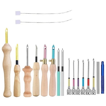 17Pcs Punch Needle Kit Punch Needle Embroidery Kits Adjustable Punch Needle Tool, Wooden Handle Embroidery Pen