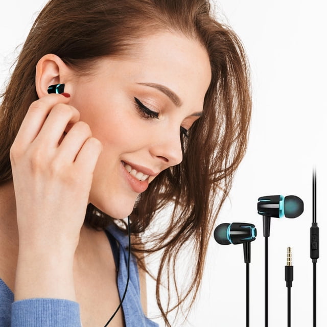 Electronics Earbuds Wired With Microphone Noise Isolating In-Ear Headphones Powerful Heavy High Definition Earphones Compatible 3.5mm