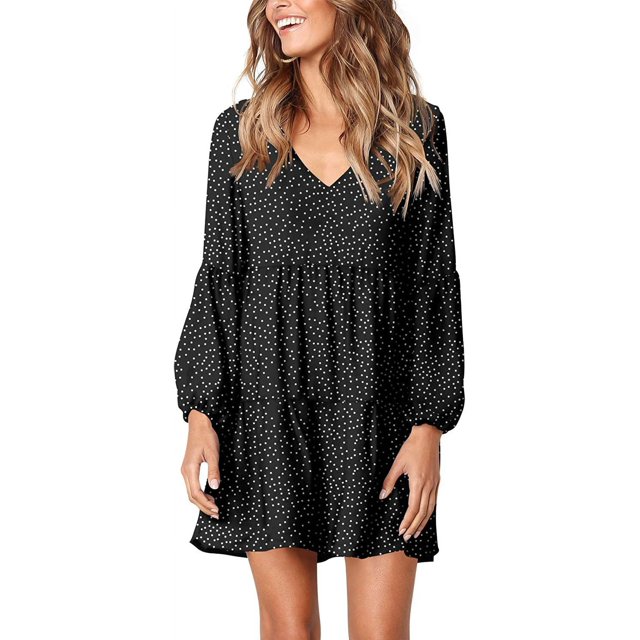 Robe Tunique d'Été pour Femme à Col en V, Décontractée, Ample et Fluide, Coupe Évasée