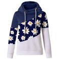 thumbnail image 4 of Women Daisy Printed Long Pullover Hoodies Sleeve Drawstring Hooded Tops Sweats, 4 of 5