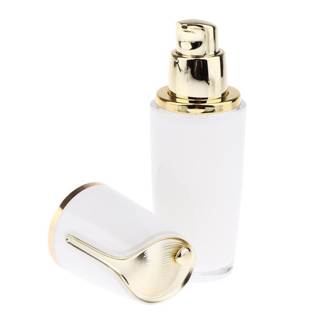 fastboy Vide Rechargeable Bouteille de Bouteille de Presse de Pompe Acrylique Récipient pour Lotion Doré + Blanc 30ml 1Set