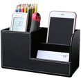 thumbnail image 1 of KINGFOM Pu Leather Desktop Organizer Pen Container with Drawer, Multi-Function School Office Supplies Storage Box for Keys, Pen/Pencil, Cellphone, Business Cards, Paper, Remote Control Holder Sky Blue, 1 of 1