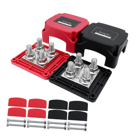 yuksok Barre d'Autobus 48V Accessoires de Voiture Bloc de Distribution d'Alimentation pour Voiture Marine Rouge et Noir
