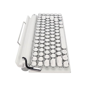 Clavier mécanique pour machine à écrire, support 3 Dispositifs FN Maître 2000mA Capacity Retro Round Keycap Clavier mécanique pour Cellphone Blanc