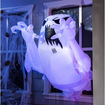 Joyfy 4,5 Pi (137,16 cm) Décorations Gonflables d'Halloween Extérieures Effrayantes Ghost Volant s'Échappe de la Fenêtre avec DEL Intégrée Gonflable pour Décoration de Fenêtre Cour Jardin Pelouse Déco