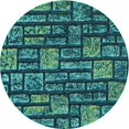 thumbnail image 1 of Ahgly Tapis Rond Lavable en Machine Intérieur Transitionnel Bleu Profond, 4 Pieds Rond, 1 of 7