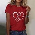 thumbnail image 2 of VKOYWKM T-Shirts de la Saint-Valentin pour Femmes, T-Shirts à Imprimé Cœur, Manches Courtes, Hauts Décontractés de Printemps, Col Rond Décontracté, Coupe Ample, T-Shirts de la Saint-Valentin, 2 of 5