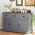 thumbnail image 2 of Gymax Buffet Moderne 53,5 Po Armoire de Rangement avec 3 Tiroirs 3 Portes Gris, 2 of 10