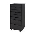 thumbnail image 4 of Pemberly Row Modern Solid Wood 6+2 Drawers Wide Roll Utility Cart in Black, 4 of 9