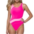 thumbnail image 3 of VBTAPA Womens One Piece Swimsuit Tummy Control Sporty Slimming Bathing Suit Color Block Full Coverage Swimwear Limited Time Sales Pink S, 3 of 9