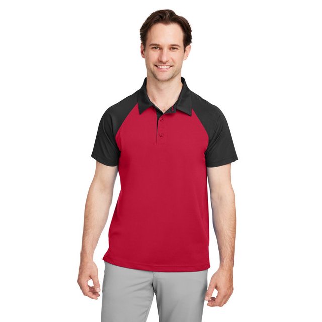 Team 365 TT21C Men's Command Snag-Protenction Colorblock Polo - SPORT RED/ BLACK - L