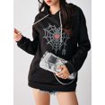 thumbnail image 2 of Faithtur Femmes Sweat à Capuche, à Manches Longues Broderie Cobweb Coeur Pull-Over Casual Tops, 2 of 9