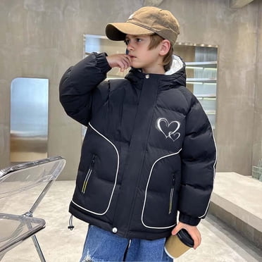 uublik Boy Thicken Puffer Jacket Waterproof Jacket Winter Coat Thick Hooded Down Outdoor Coats White, Size 5T-16