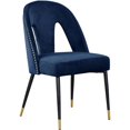 thumbnail image 2 of Meridian Furniture Akoya Velvet Dining Chair, Navy (Set of 2), 2 of 8