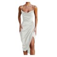 thumbnail image 2 of Uppada Robe à Col Rond pour Femmes, Couleur Unie, Robes d'Invitée de Mariage, Ceinture, Cocktail, Tenue de Travail, Coupe Ajustée, Robe Crayon, Robes Midi Décontractées, Liquidation en Liquidation, 2 of 8