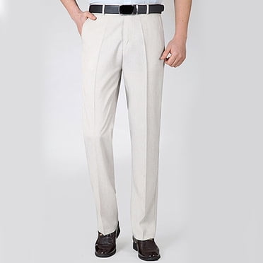 Amzcrzy Pantalons pour Hommes Printemps Été et Lin Décontracté Taille Haute Jambe Droite Ample Pantalon d'Affaires Pantalon en Lin Pantalon Habillé Décontracté pour Hommes
