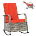 thumbnail image 1 of Outsunny Wicker Rocking Chair with Soft Cushion Adjustable Footrest Red, 1 of 10