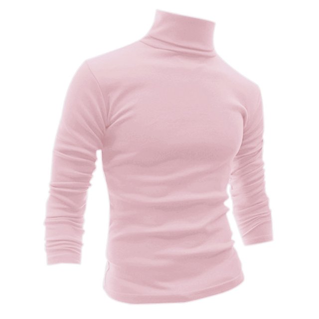 INSPIRE CHIC Chandails pour Hommes, Chandail à Col Roulé, Manches Longues, Extensible, Coupe Ajustée, Hauts 34 Rose