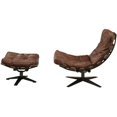 thumbnail image 4 of ACME Chaise Swayback Gandy Touffeté avec Pouf en Cuir Grainé Marron Rétro, 4 of 7