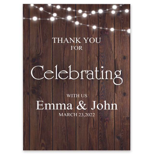 Darling Souvenir MADE WITH LOVE Custom Thank You For Celebrating With UsFairy Lights On Wood PanelWelcomeSignIdeal For Celebration - 18x12