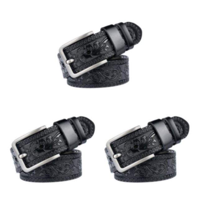 relayinert Classy And Durable PU Belt For Men Wear-resistant And Fine Workmanship Coffee Black 115cm 3Set