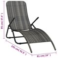 thumbnail image 4 of vidaXL Chaise Longue Pliante en Rotin Gris, 4 of 5