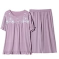 thumbnail image 1 of Birdeem Womens Summer Two Piece Set Short Sleeve Round Neck Pajama Set Printed Tops Pants Set, 1 of 5