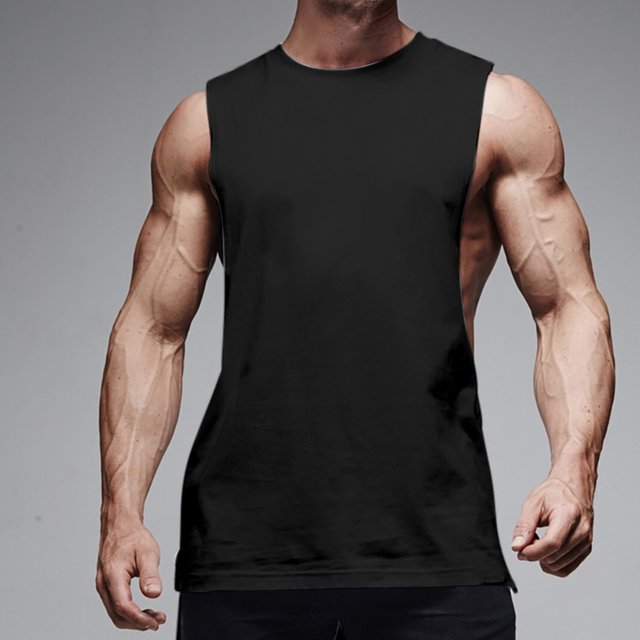 LSLJS Débardeur pour Homme Débardeur d'Été Décontracté Mode Sport Uni Sans Manches à Col Rond