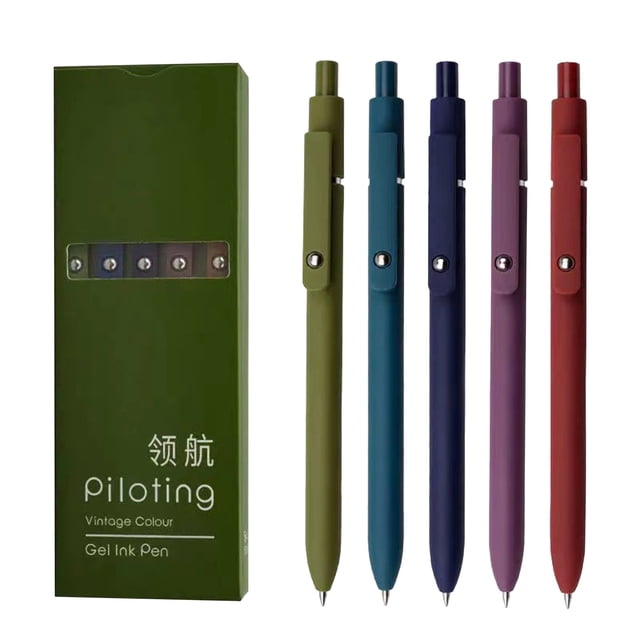 Meitianfacai Rollerball Gel Pens 5PCS Gel Pens With Roller Ball On Clip Pen With Roller Ball On Clip Gel Pen With Roller Ball Fidget With Refill Multicolor Color Press 10ml
