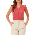 thumbnail image 1 of INSPIRE CHIC Women's Ruffled Sleeveless Pullover V- Neck Work Blouses Tops XL Watermelon Red, 1 of 6
