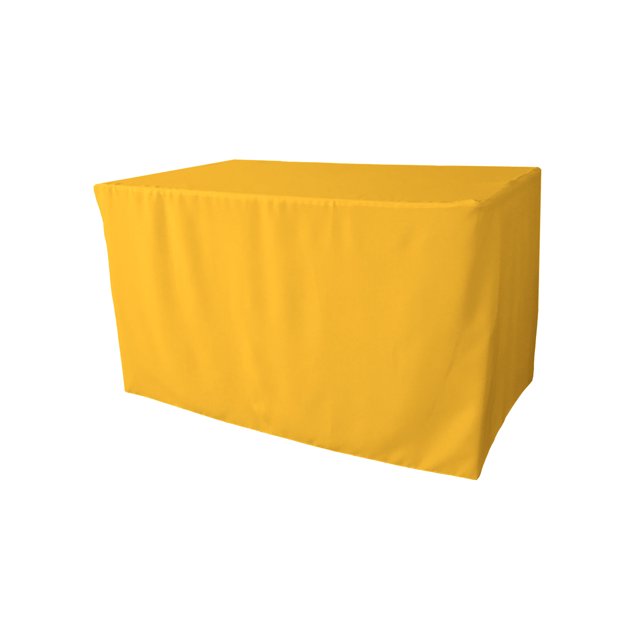 LA Linen Nappe Ajustée en Popeline de Polyester 48 Pouces L x 24 Pouces L x 30 Pouces H, Jaune Foncé