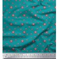 thumbnail image 1 of Soimoi Tissu en Poly Georgette Vert Imprimé Étoile Rouge et Bleu au Mètre 52 Pouces de Large, 1 of 3
