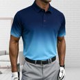 thumbnail image 4 of Pisexur T-shirt à Manches Courtes pour Homme Chemise à Col à Revers Décontractée à Boutons Imprimée Dégradée pour Homme Bleu Pâle,L, 4 of 5