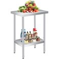 thumbnail image 1 of YUSAZENS 201 Stainless Steel Double Layer Storage Table, Mobile Workbench Tool Cart 18*24"+legs, 1 of 7